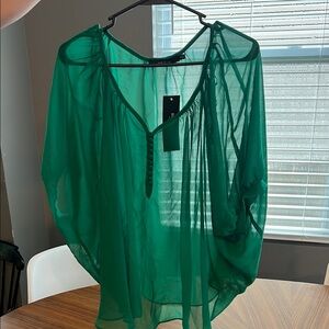 Ark & Co Vibrant Green Sheer Top